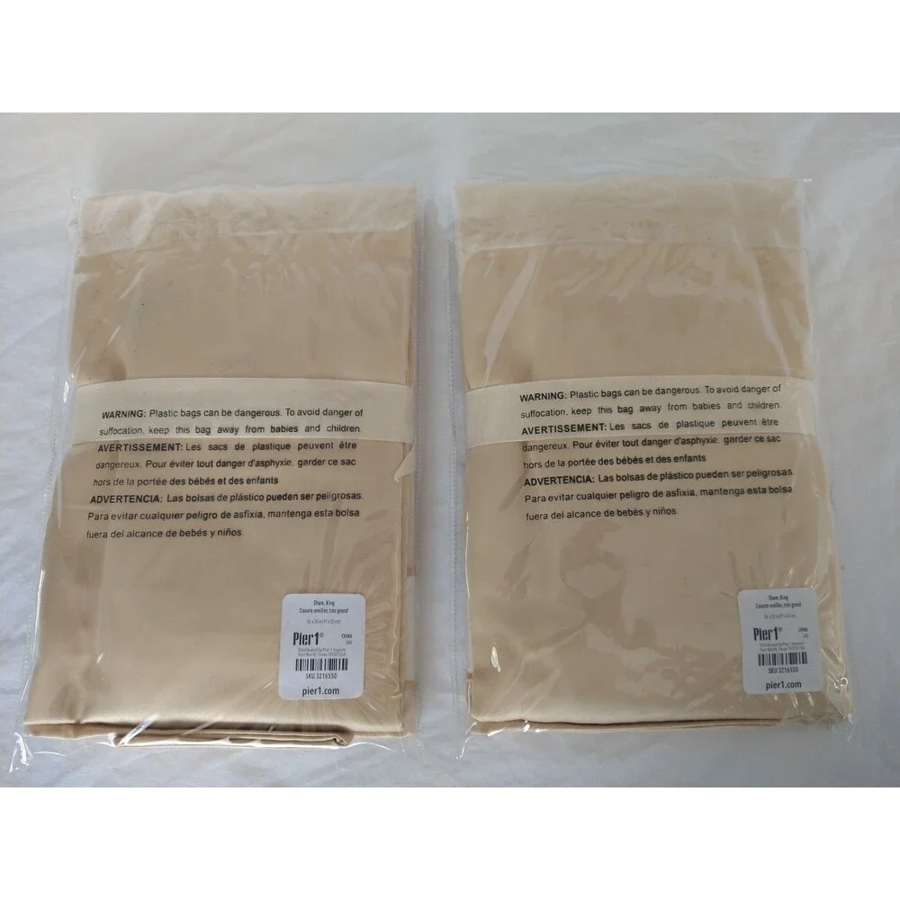 Set of 2 Pier 1 Imports King Pillow Shams NWT Dead Stock Tan Beige Discontinued